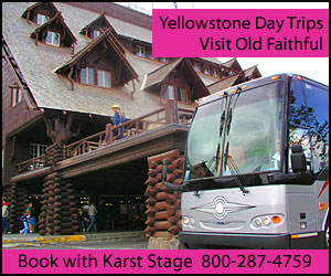 Day Trips to Yellowstone from Karst Stage - Karst Stage offers a terrific price on walk-on day trips into Yellowstone Park during summer months. At just $98/person (separate of park entrance fee), we'll pick you up in Livingston or Bozeman and offer a beautiful day tour of the Park's upper loop. Ideal for all ages.
