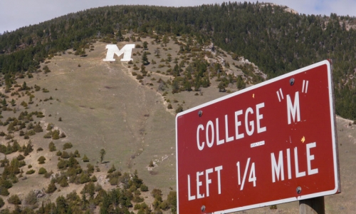 Looking up at the College M in Bozeman