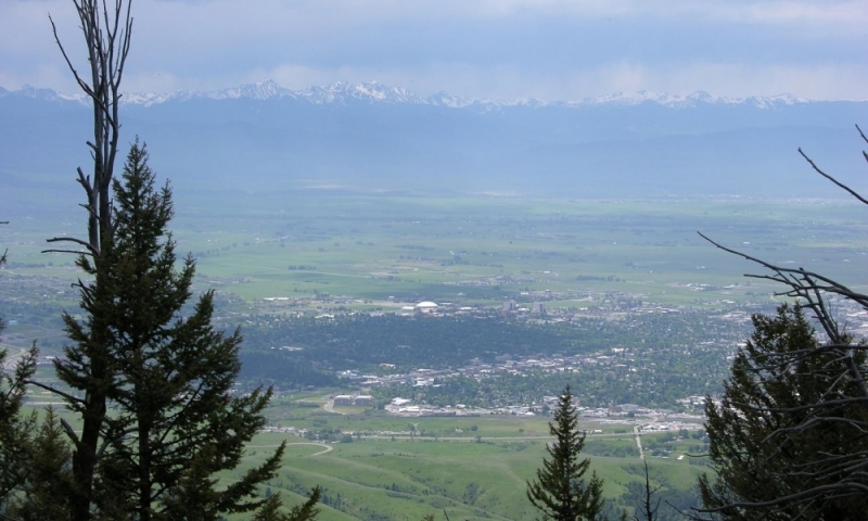 View of Bozeman while hiking to Baldy Mountain from the M